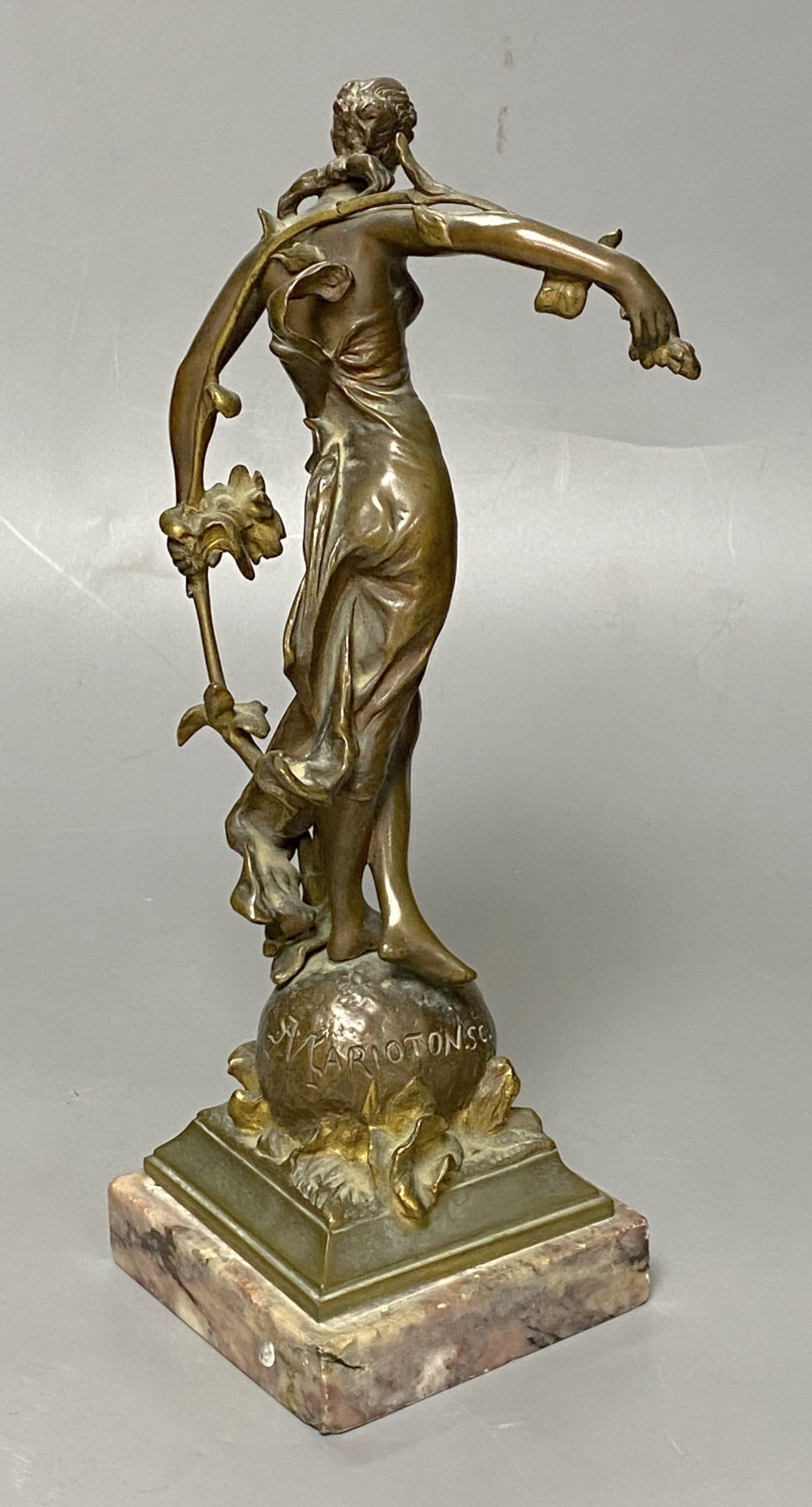 After Eugene Marioton. A bronze of a lady Clytie, height 24cm